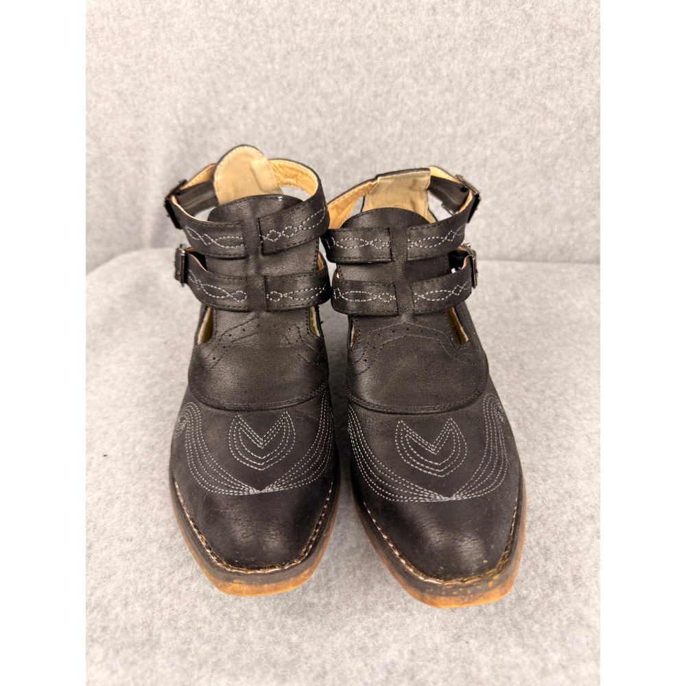Roper Womens Black Western Cutout Buckle Ankle Boots 09-021-1567-1289 Size 8.5